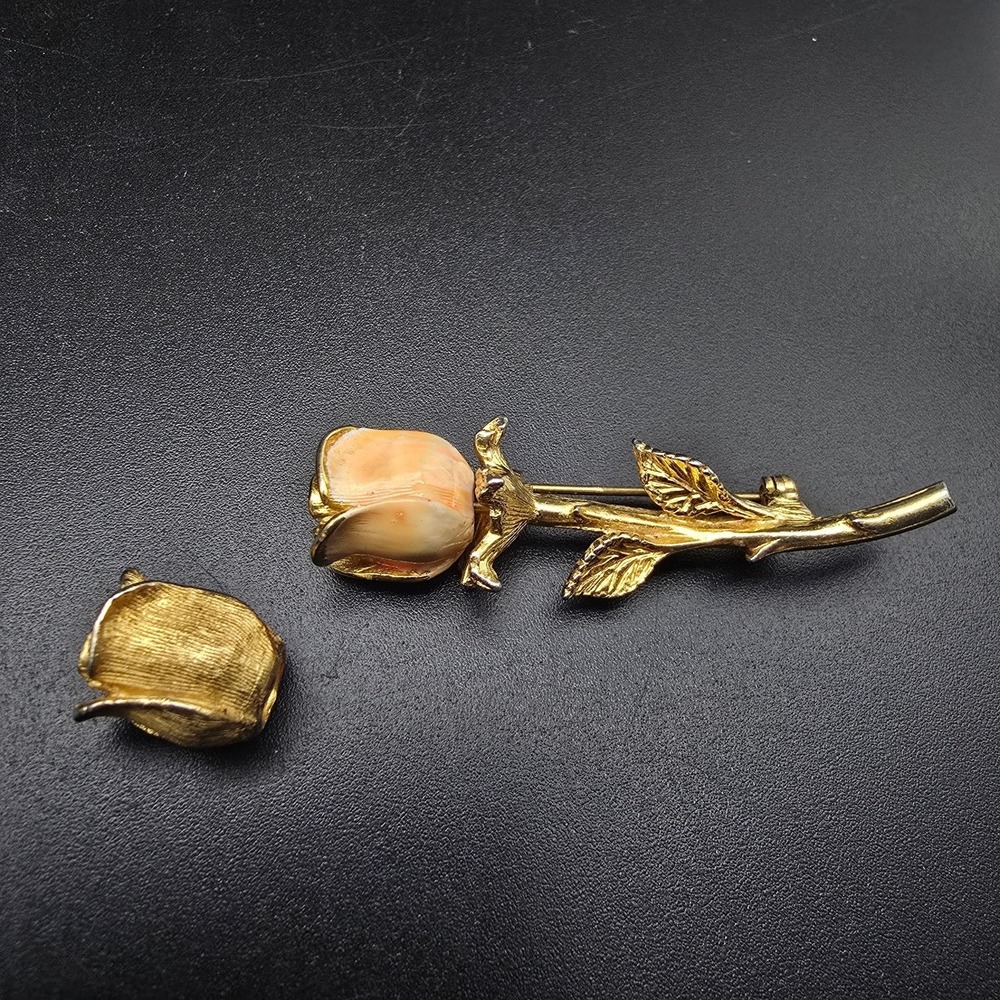 Tancer Pink Gold Tone Rose Brooch Interchangeable Convertible Vintage